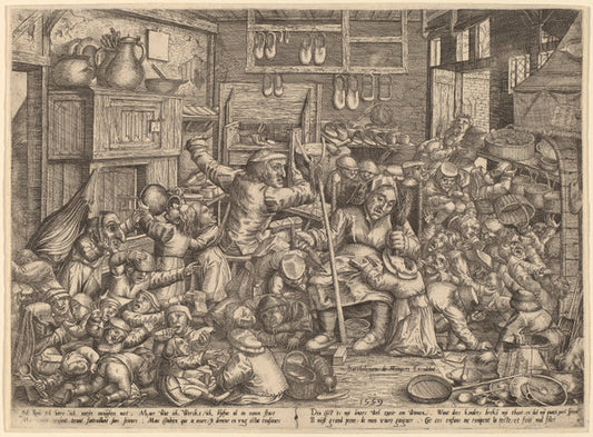 The Cobbler's Unruly Family by Peter van der Borcht (Flemish, 1545 - 1608), 16X12"(A3)Poster Print