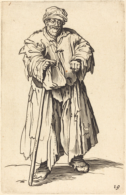 etching by after Jacques Callot (Fat Beggar with Eyes Cast Down), 16X12"(A3)Poster Print