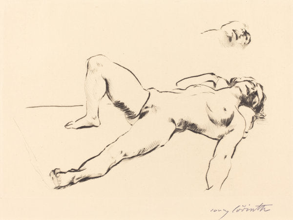 Reclining Female Nude - II (Liegender Weiblicher Akt II) by Lovis Corinth (German, 1858 - 1925), 16X12"(A3)Poster Print