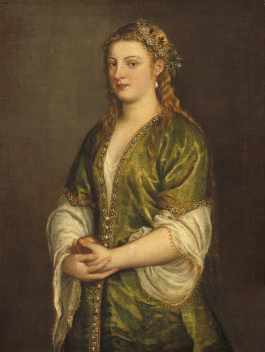 Portrait of a Lady by Titian (Venetian, 1488/1490 - 1576), 16X12"(A3)Poster Print