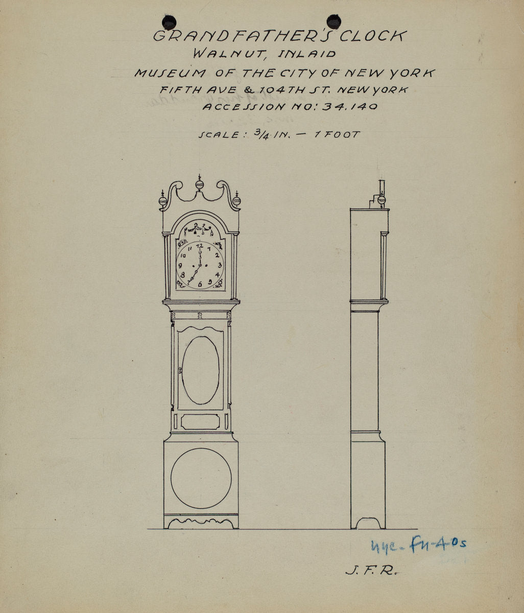Grandfather's Clock by J.F. Rust (American, active c. 1935), 16X12"(A3)Poster Print