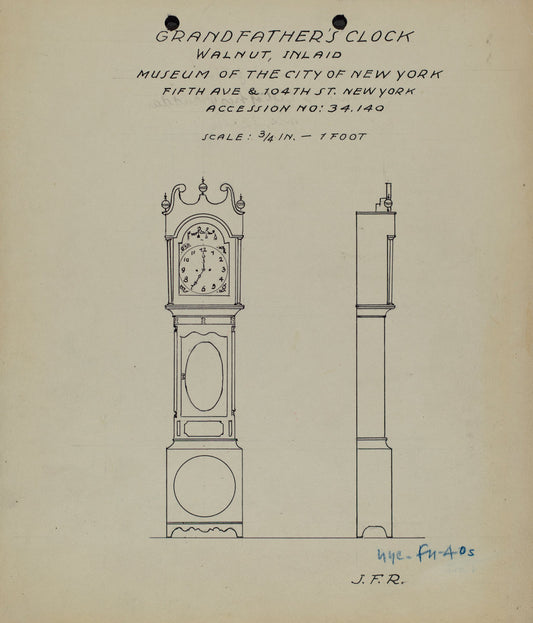 Grandfather's Clock by J.F. Rust (American, active c. 1935), 16X12"(A3)Poster Print