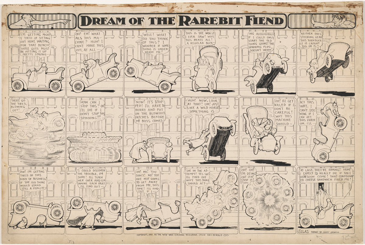 Dream of the Rarebit Fiend: Bucking Automobile by Winsor McCay (American, 1869(?) - 1934), 16X12"(A3)Poster Print