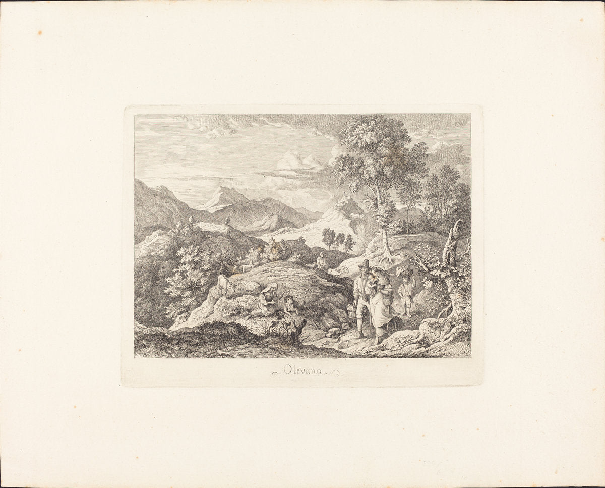 Olevano by Ludwig Richter (German, 1803 - 1884), 16X12"(A3)Poster Print