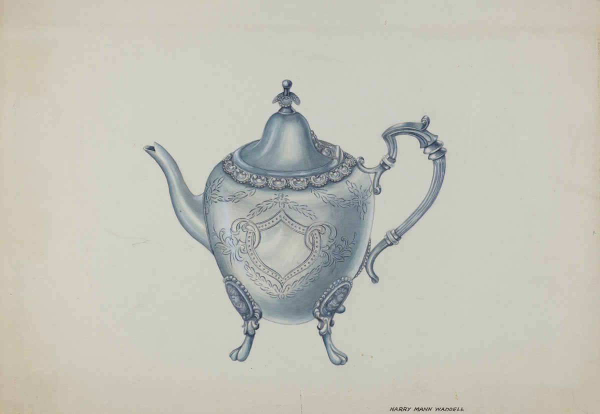 Silver Teapot by Harry Mann Waddell (American, active c. 1935), 16X12"(A3)Poster Print