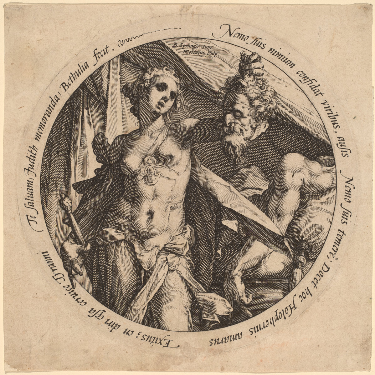 Judith with the Head of Holofernes by Hendrik Goltzius, after Bartholomaeus Spranger (Dutch, 1558 - 1617), 16X12"(A3)Poster Print