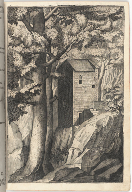 Exterior View of the Chapel of the Cardinal (Veduta esterna della cappella del cardinale) [plate G] by Jacopo Ligozzi (artist), Anonymous engraver possibly Domenico Falcini, Lino Moroni (author) (Italian, 1547 - 1627), 16X12"(A3)Poster Print