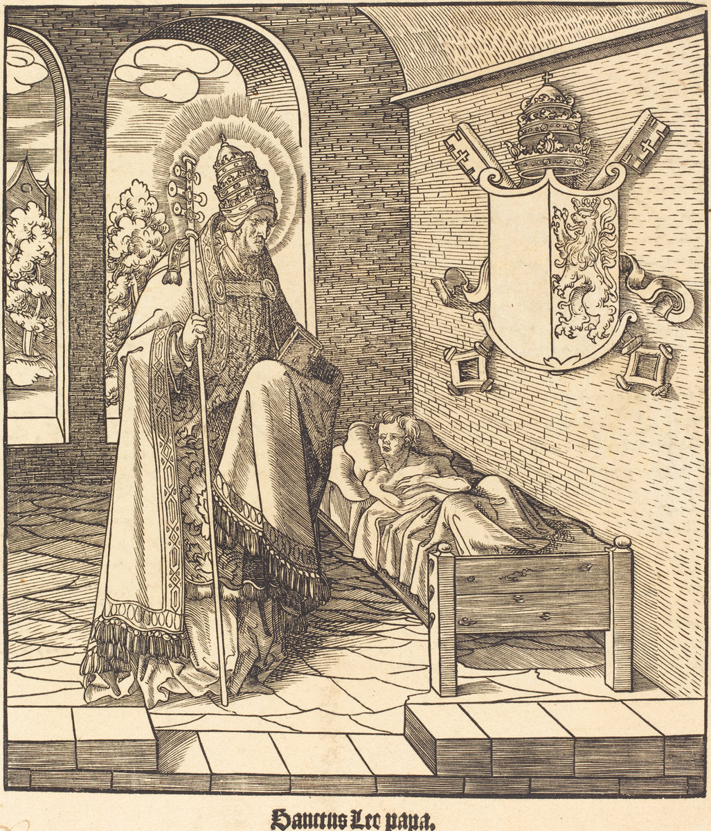 Saint Leo (Pope Leo IX) by Leonhard Beck (German, c. 1480 - 1542), 16X12"(A3)Poster Print