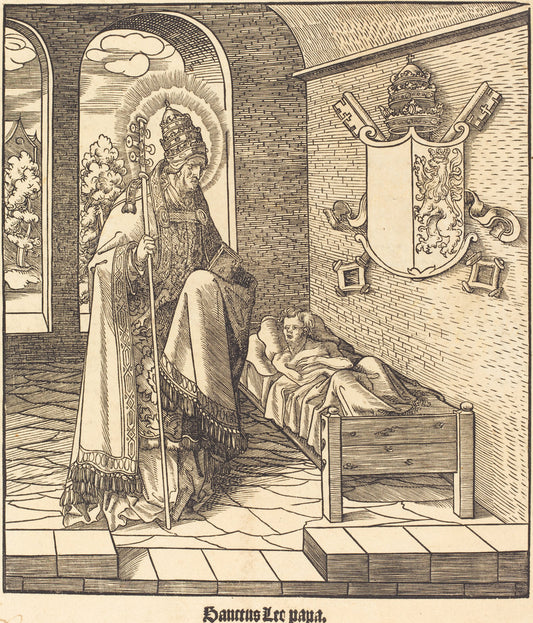 Saint Leo (Pope Leo IX) by Leonhard Beck (German, c. 1480 - 1542), 16X12"(A3)Poster Print
