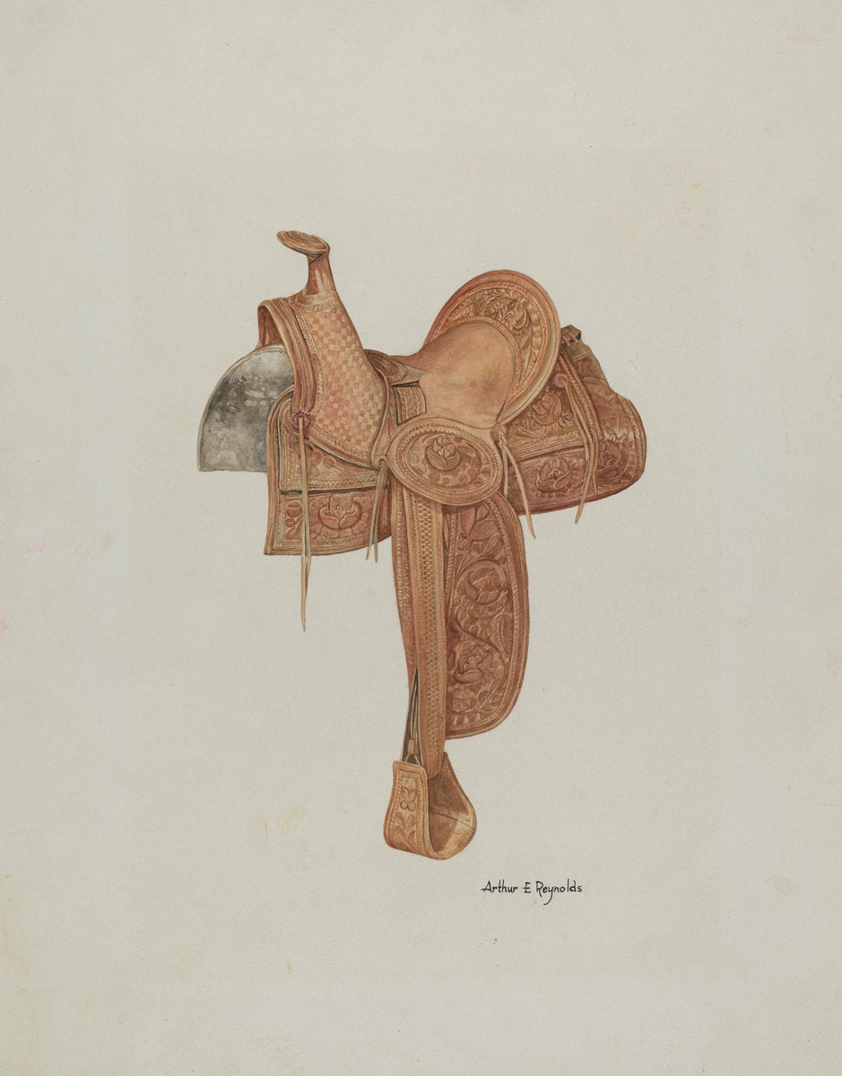 Spanish Southwest Saddle by Arthur P. Reynolds (American, active c. 1935), 16X12"(A3)Poster Print