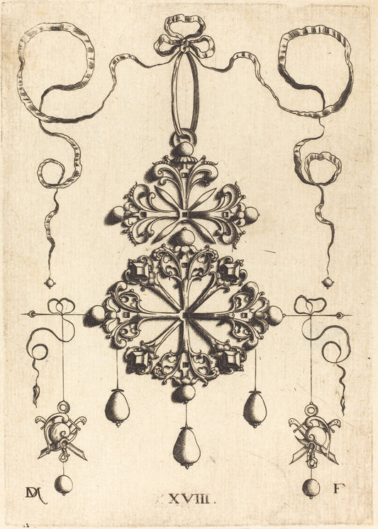 Pendant with Two Double Crosses by Daniel Mignot (German, active 1593/1596), 16X12"(A3)Poster Print