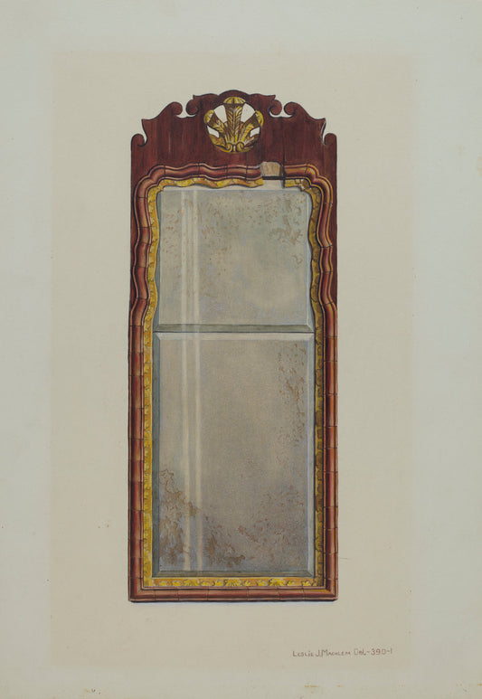 Queen Anne Mirror by Leslie Macklem (American, active c. 1935), 16X12"(A3)Poster Print