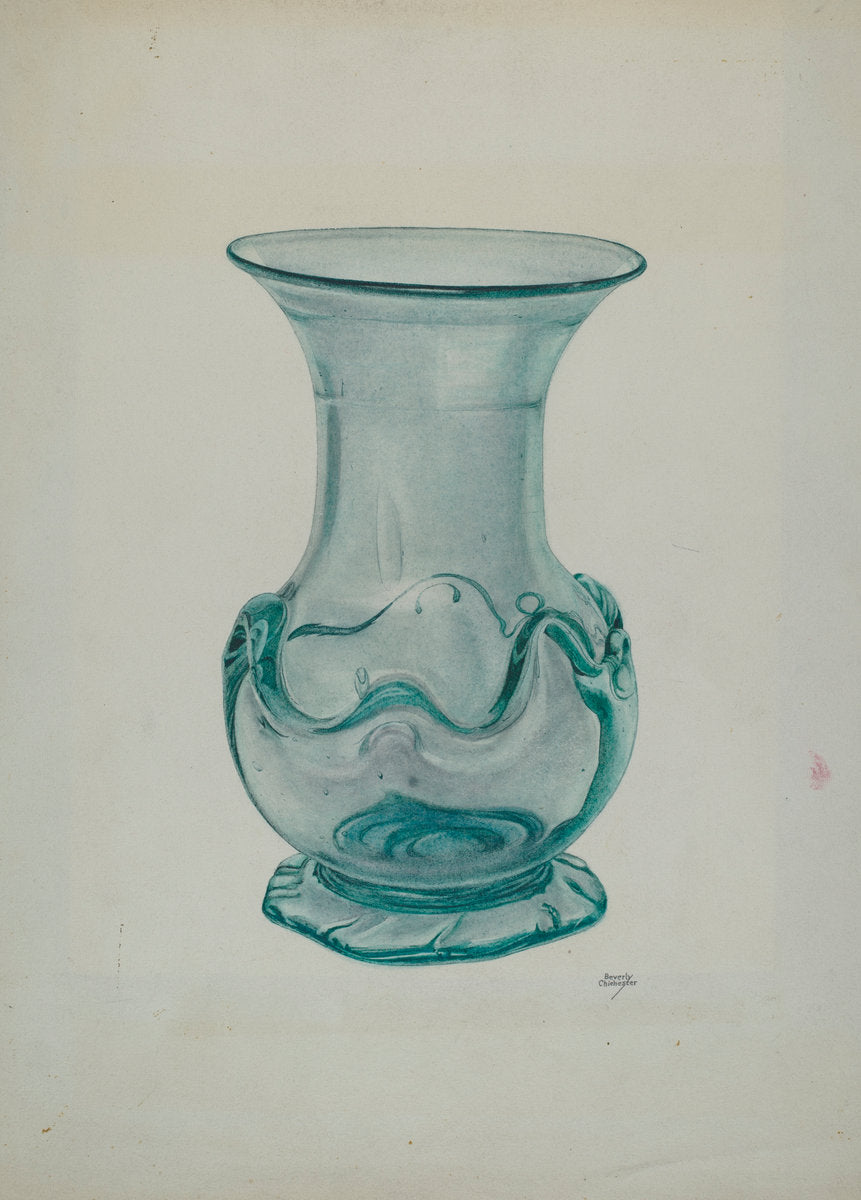 Green Glass Vase by Beverly Chichester (American, active c. 1935), 16X12"(A3)Poster Print