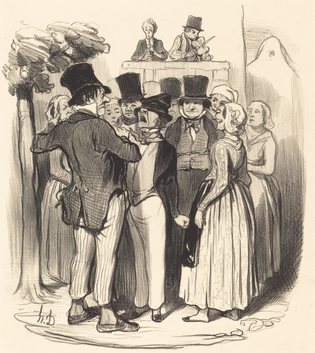Ah! Gringalet d'Paris... tu viendras faire danser... by Honoré Daumier (French, 1808 - 1879), 16X12"(A3)Poster Print