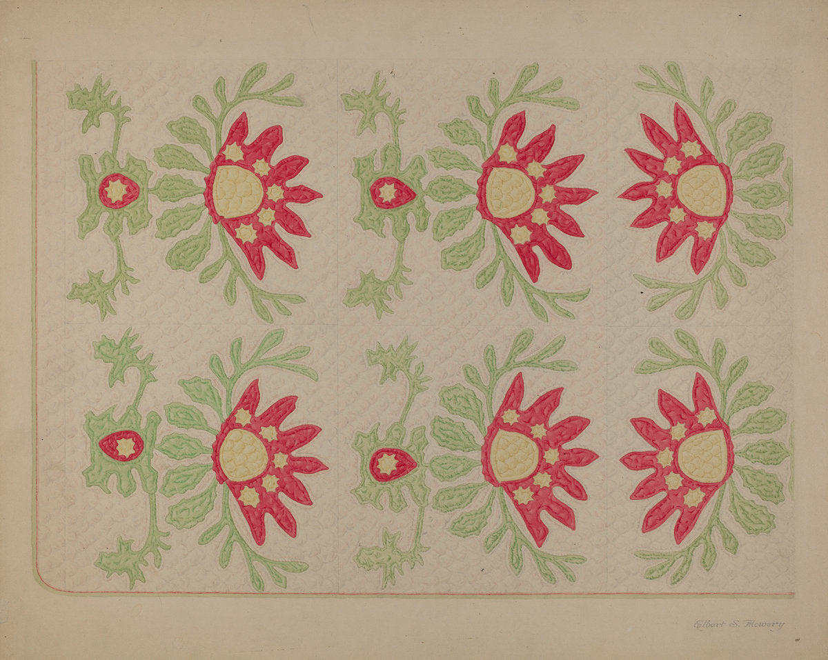 Applique Quilt - "King David's Crown" by Elbert S. Mowery (American, active c. 1935), 16X12"(A3)Poster Print