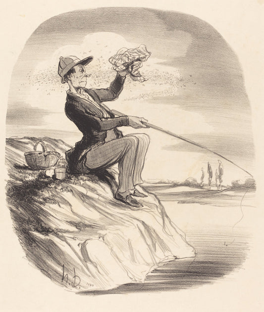 Désagrément d'aller a la pêche... by Honoré Daumier (French, 1808 - 1879), 16X12"(A3)Poster Print