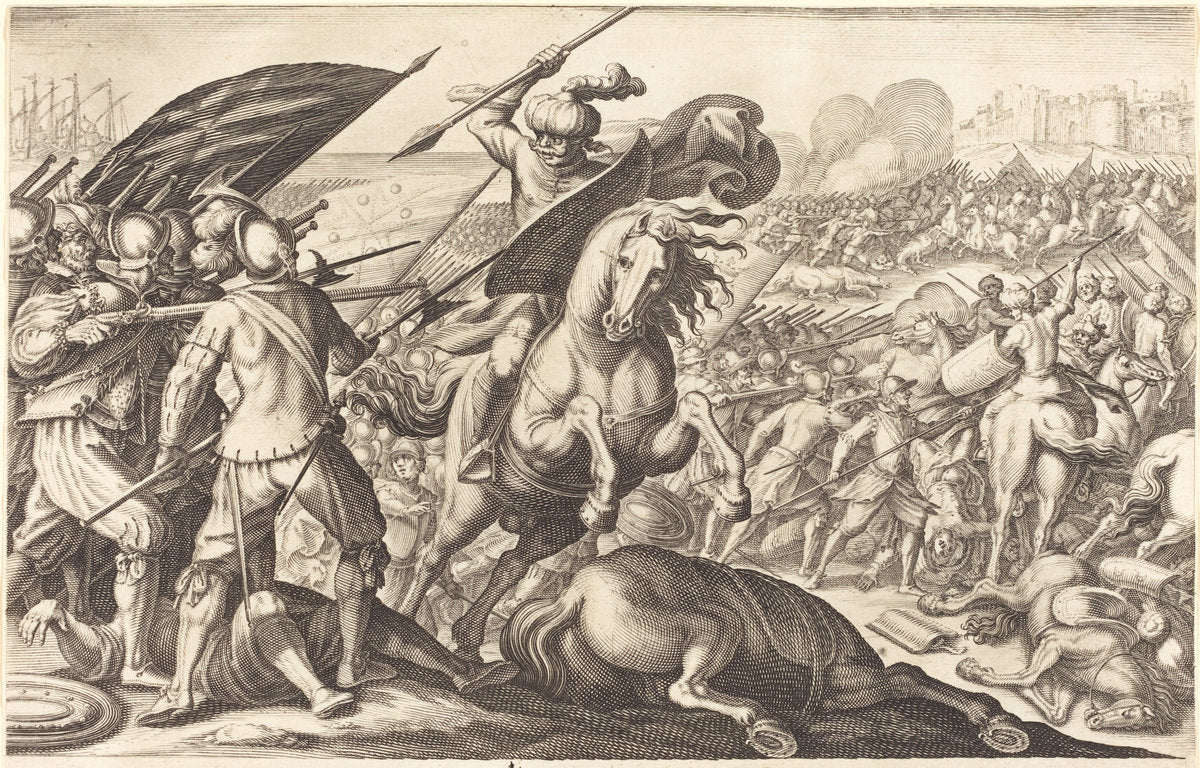 The Defeat of the Turkish Cavalry by Jacques Callot (French, 1592 - 1635), 16X12"(A3)Poster Print