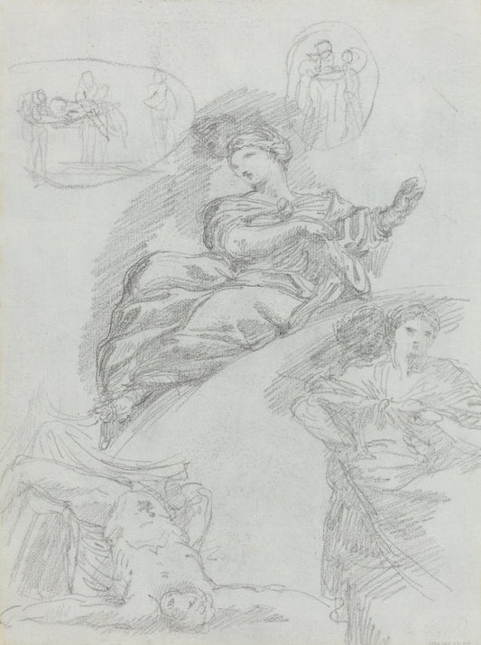 Studies of Figures [verso] by Anicet-Charles-Gabriel Lemonnier (French, 1743 - 1824), 16X12"(A3)Poster Print