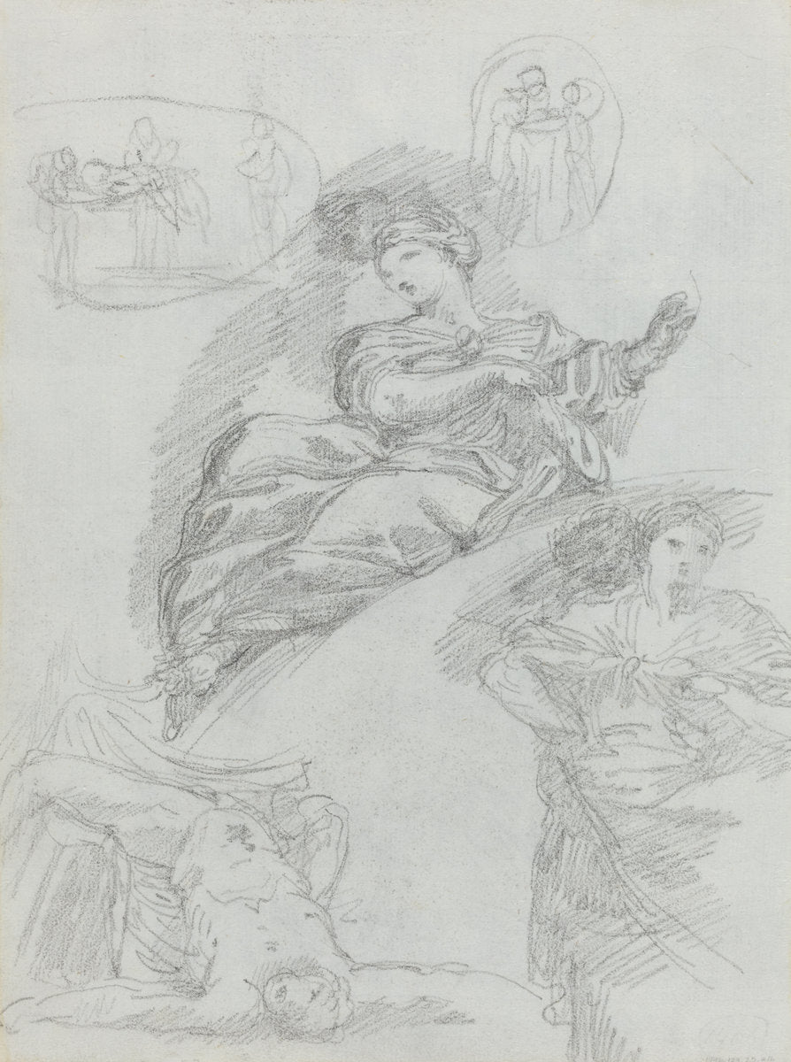 Studies of Figures [verso] by Anicet-Charles-Gabriel Lemonnier (French, 1743 - 1824), 16X12"(A3)Poster Print