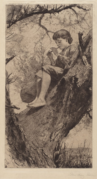The Willow Whistle by Ellen Day Hale (American, 1855 - 1940), 16X12"(A3)Poster Print