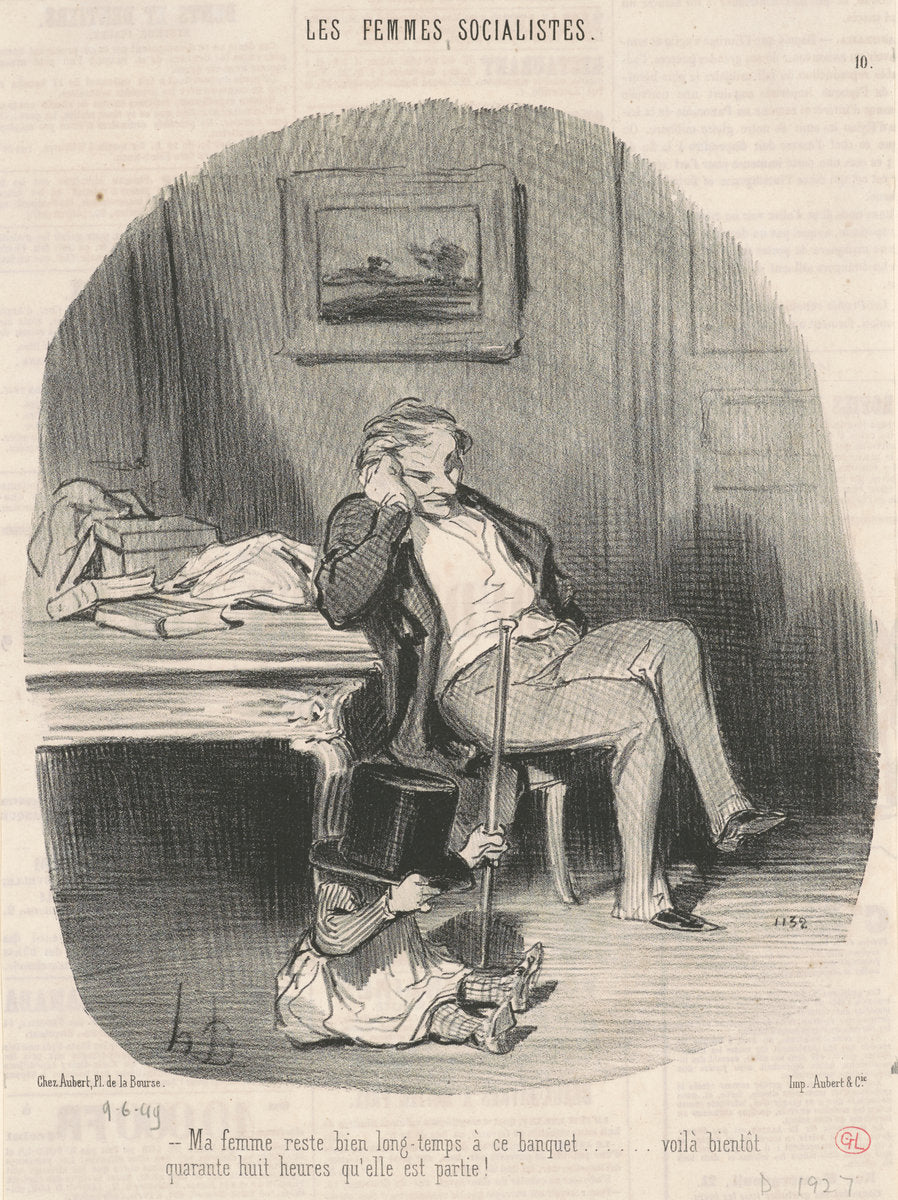 Ma femme reste bien longtemps a ce banquet ... by Honoré Daumier (French, 1808 - 1879), 16X12"(A3)Poster Print