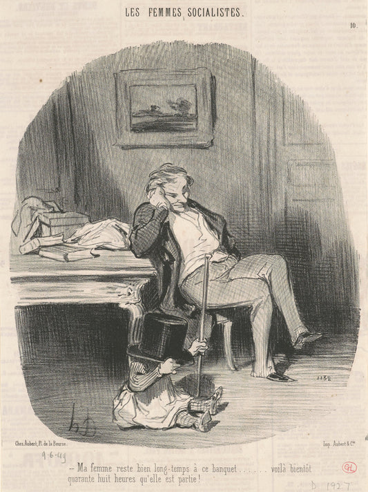 Ma femme reste bien longtemps a ce banquet ... by Honoré Daumier (French, 1808 - 1879), 16X12"(A3)Poster Print