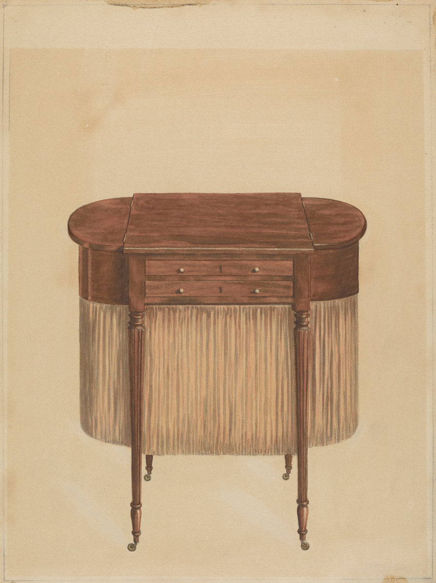 Sheraton Mahogany Sewing Table by Ferdinand Cartier (American, active c. 1935), 16X12"(A3)Poster Print