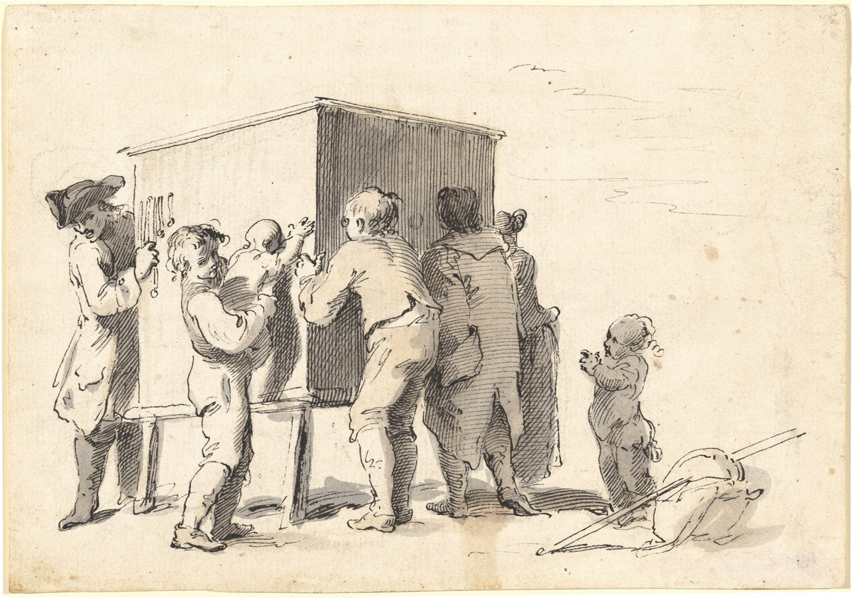The Peep-Show by Pietro Antonio Novelli (Venetian, 1729 - 1804), 16X12"(A3)Poster Print