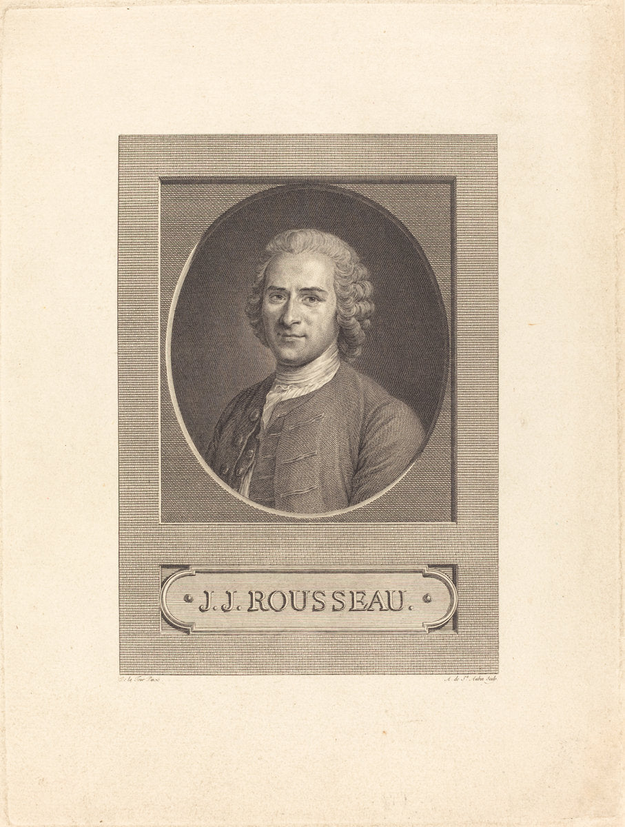 J.J. Rousseau by Augustin de Saint-Aubin after Maurice-Quentin de La Tour (French, 1736 - 1807), 16X12"(A3)Poster Print