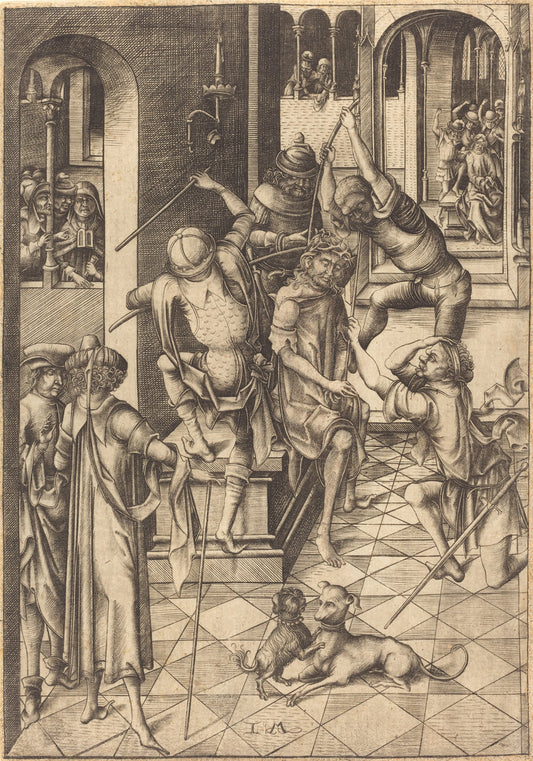 The Crowning with Thorns by Israhel van Meckenem (German, c. 1445 - 1503), 16X12"(A3)Poster Print