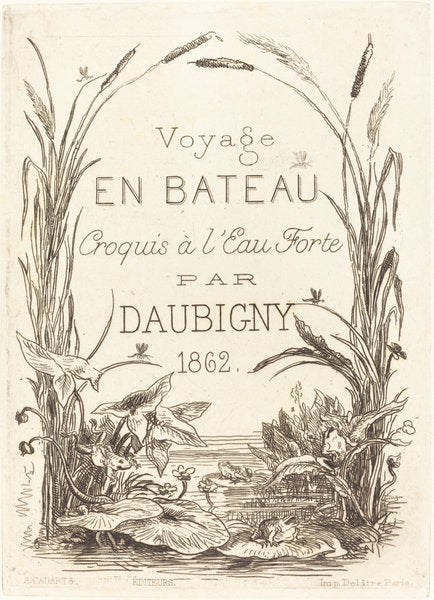 Title Page for "Voyage en bateau" by Charles-François Daubigny (French, 1817 - 1878), 16X12"(A3)Poster Print
