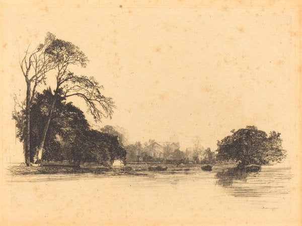 Banks of the Tamise by Maxime Lalanne (French, 1827 - 1886), 16X12"(A3)Poster Print