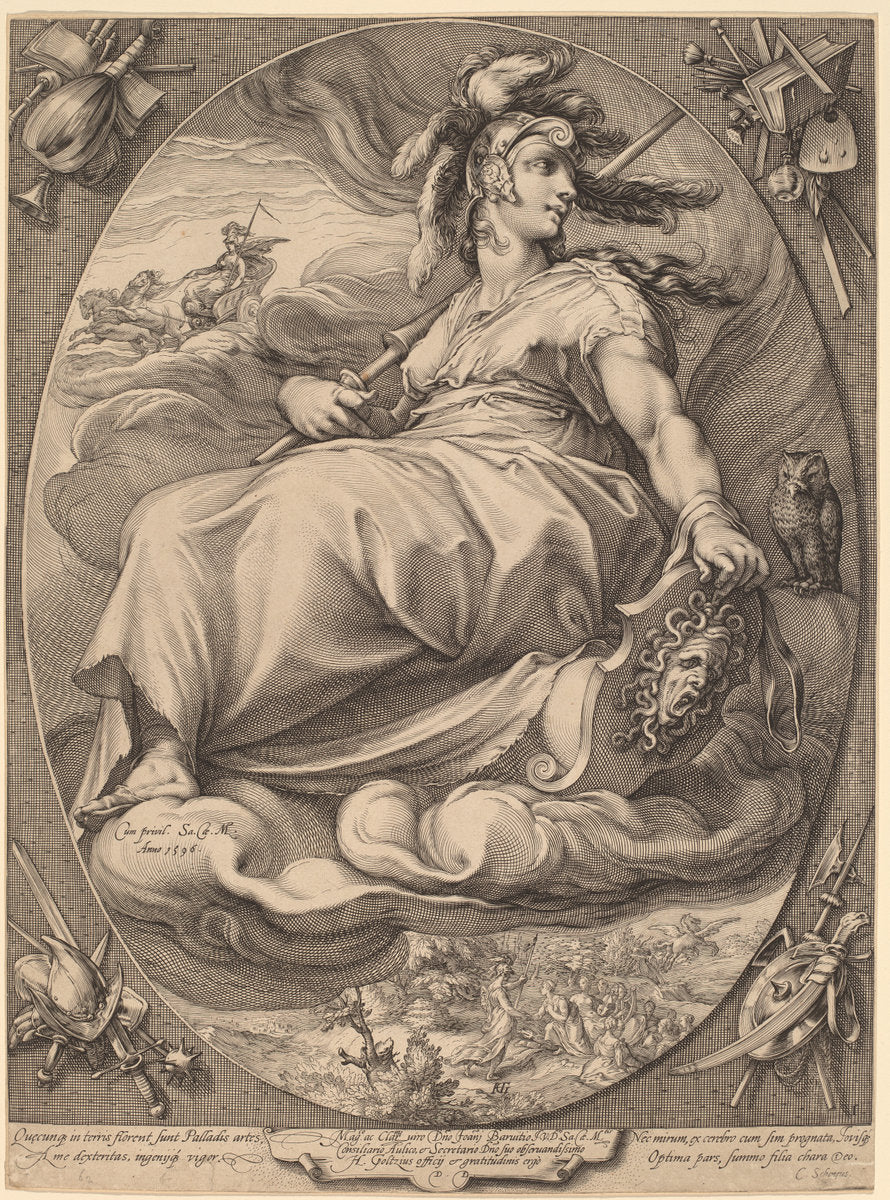 Pallas (Minerva) by Jan Pietersz Saenredam, after Hendrik Goltzius (Dutch, 1565 - 1607), 16X12"(A3)Poster Print