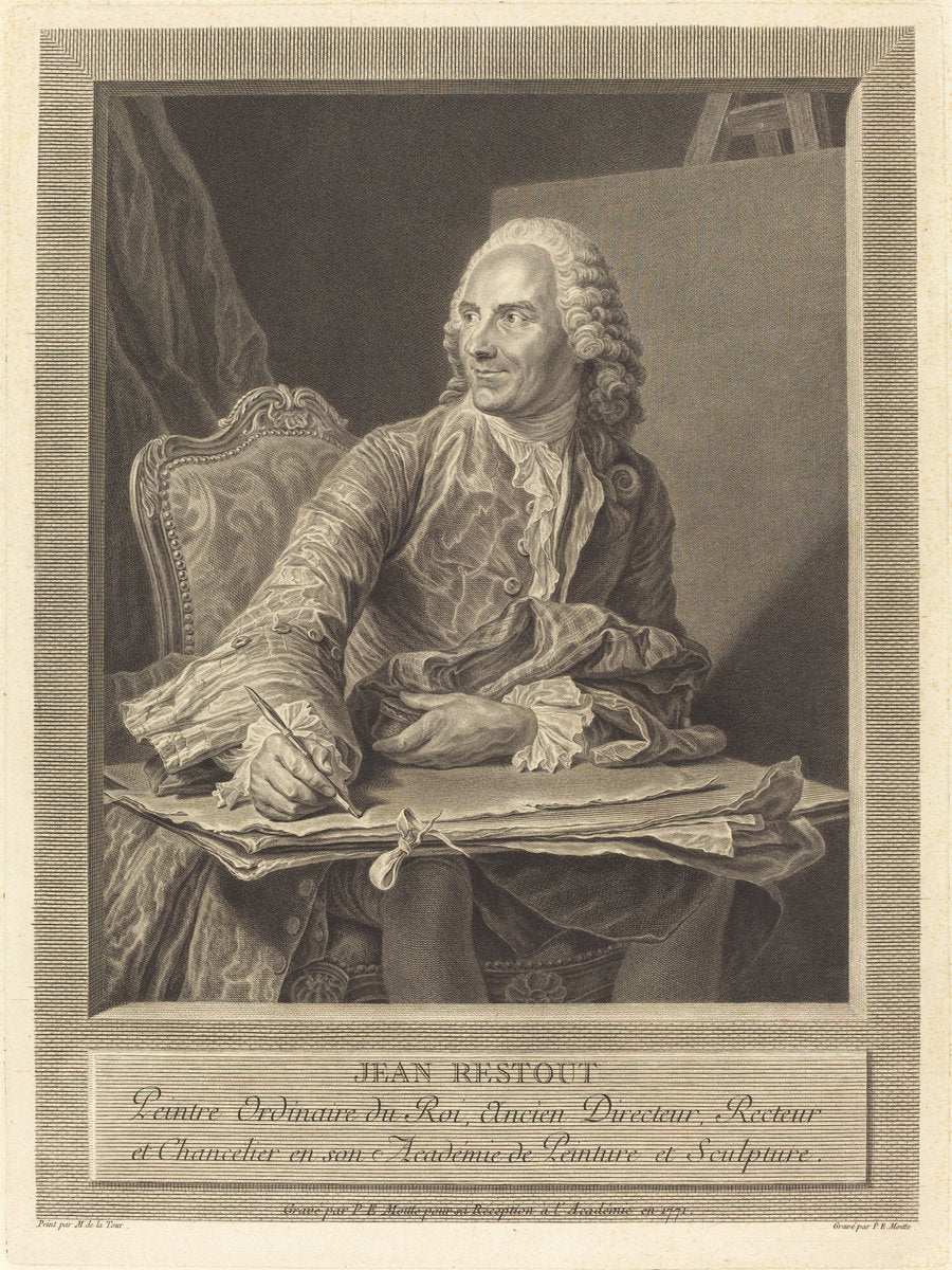 Jean Restout by Pierre Etienne Moitte after Maurice-Quentin de La Tour (French, 1722 - 1780), 16X12"(A3)Poster Print