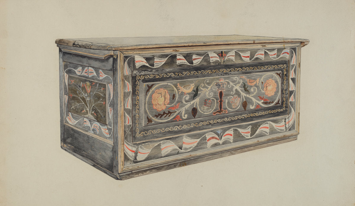 Painted Guilford Chest by Edward F. Engel (American, active c. 1935), 16X12"(A3)Poster Print