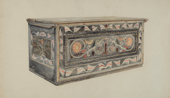 Painted Guilford Chest by Edward F. Engel (American, active c. 1935), 16X12