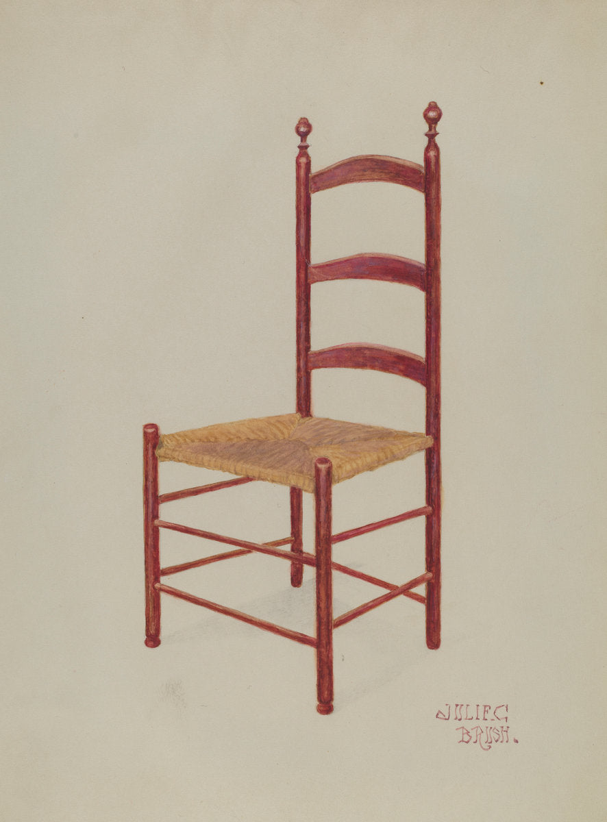 Ladderback Chair by Julie C. Brush (American, active c. 1935), 16X12"(A3)Poster Print