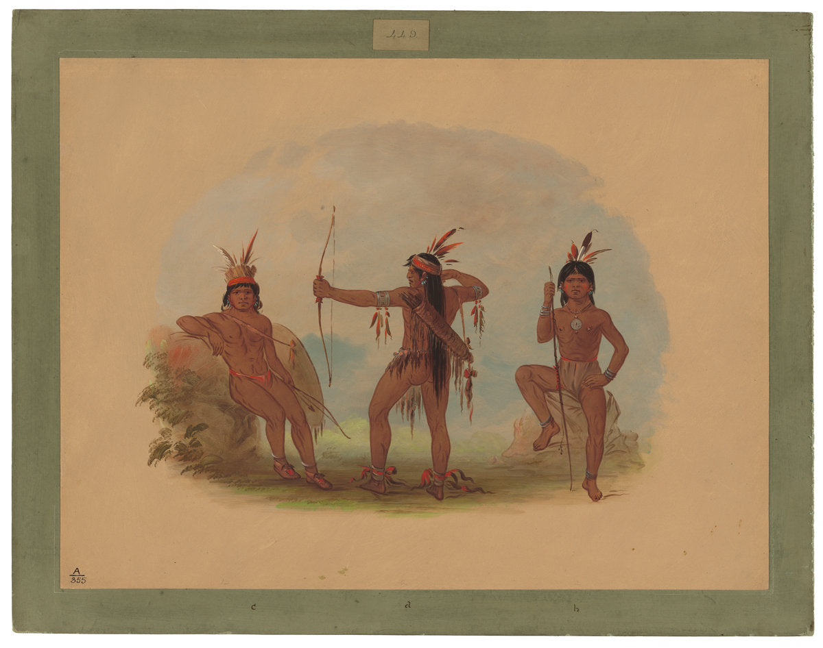 Three Woyaway Indians by George Catlin (American, 1796 - 1872), 16X12"(A3)Poster Print