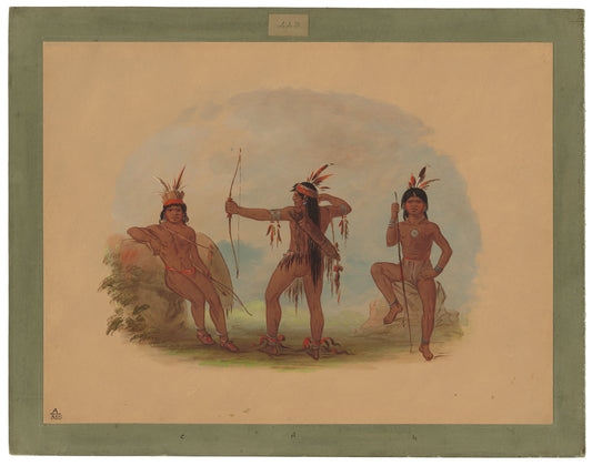 Three Woyaway Indians by George Catlin (American, 1796 - 1872), 16X12"(A3)Poster Print