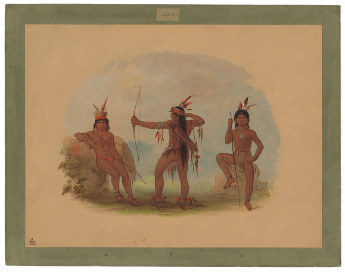 Three Woyaway Indians by George Catlin (American, 1796 - 1872), 16X12