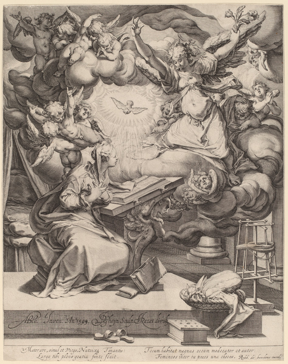 The Annunciation by Jacques de Gheyn II after Abraham Bloemaert (Dutch, 1565 - 1629), 16X12"(A3)Poster Print