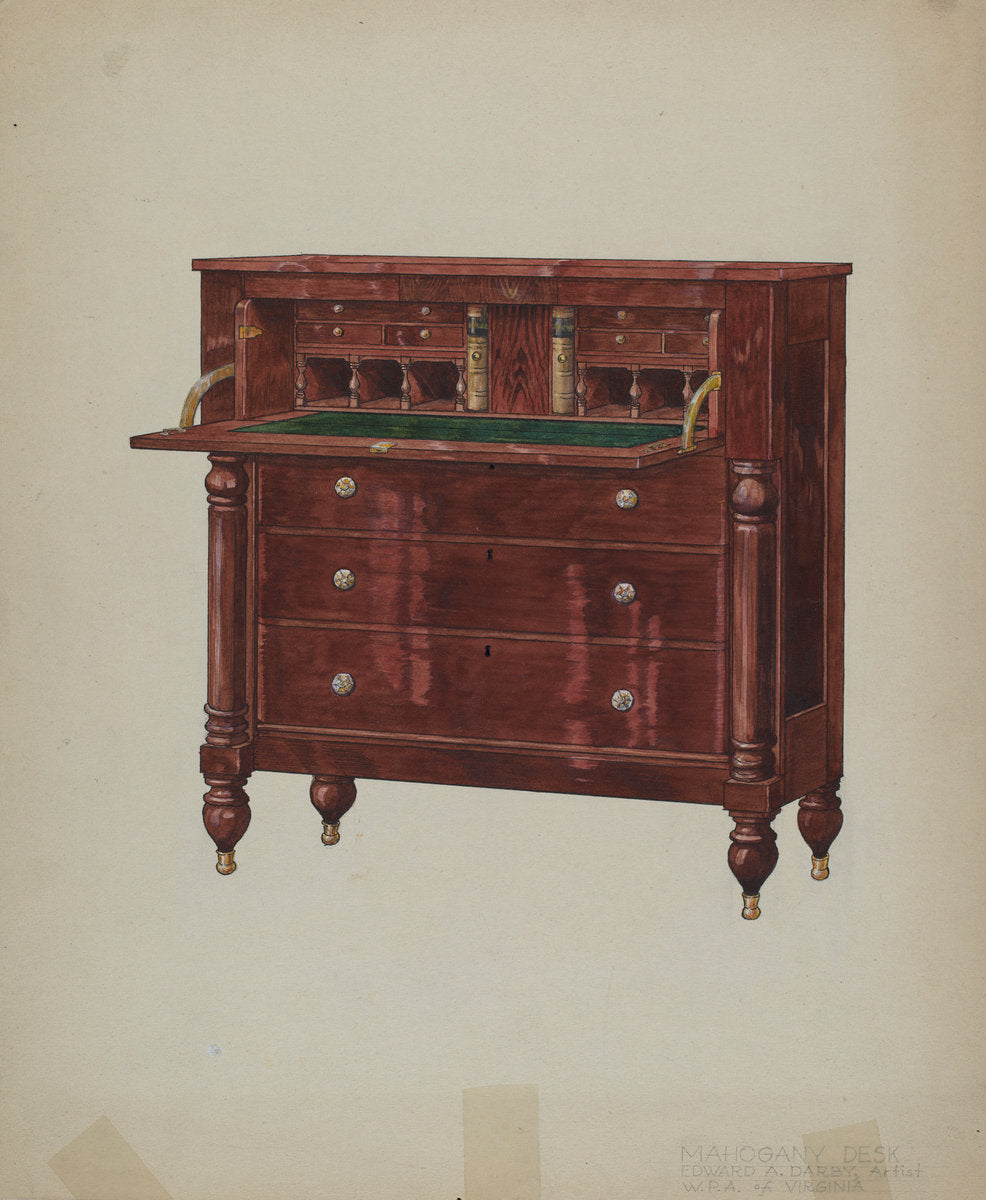 Mahogany Desk by Edward A. Darby (American, active c. 1935), 16X12"(A3)Poster Print