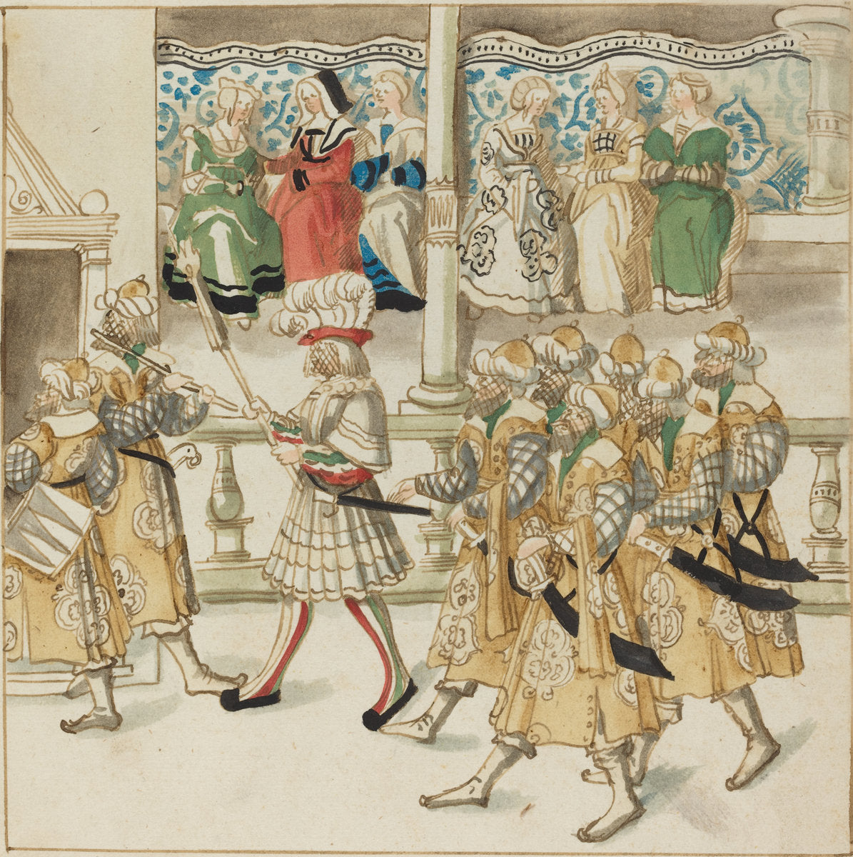 c. 1515 by German 16th Century (Parading Knights in Oriental Costume), 16X12"(A3)Poster Print