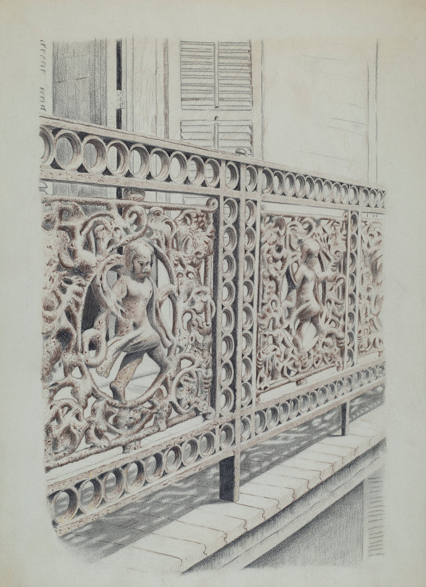 Cast Iron Balcony Rail by Ray Price (American, active c. 1935), 16X12"(A3)Poster Print