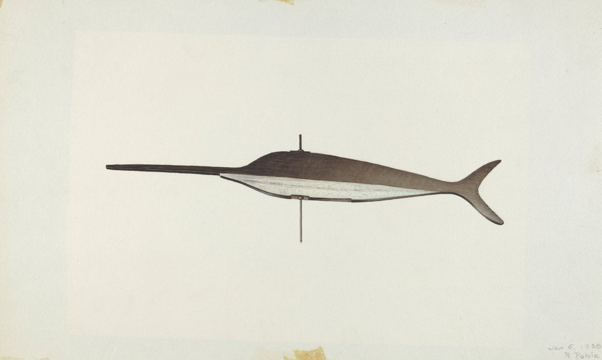 Swordfish Weather Vane by Robert Pohle (American, active c. 1935), 16X12"(A3)Poster Print