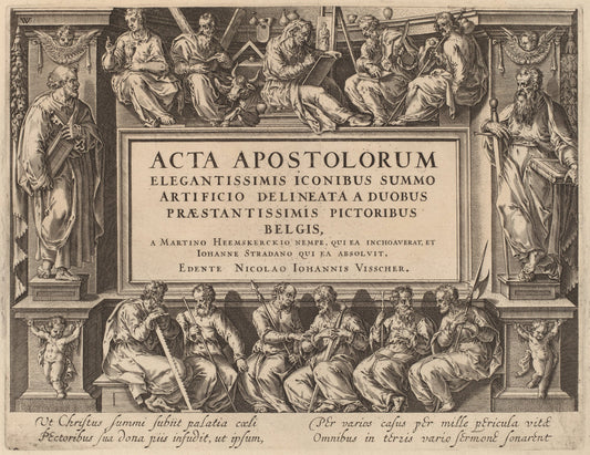 Title Page by Philip Galle after Maerten van Heemskerck after Jan van der Straet (Flemish, 1537 - 1612), 16X12"(A3)Poster Print