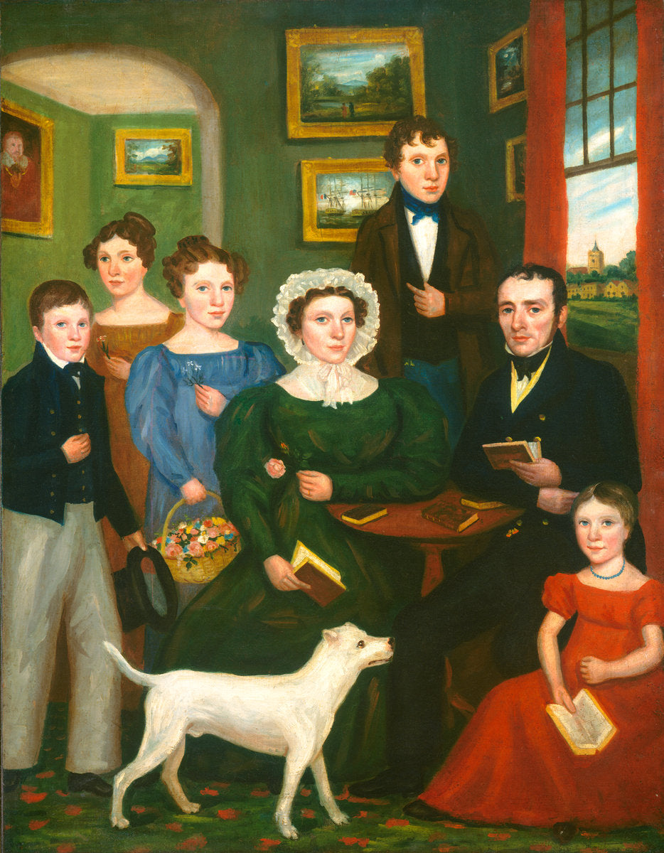 c. 1825/1835 by British 19th Century (Portrait of an Unknown Family with a Terrier), 16X12"(A3)Poster Print