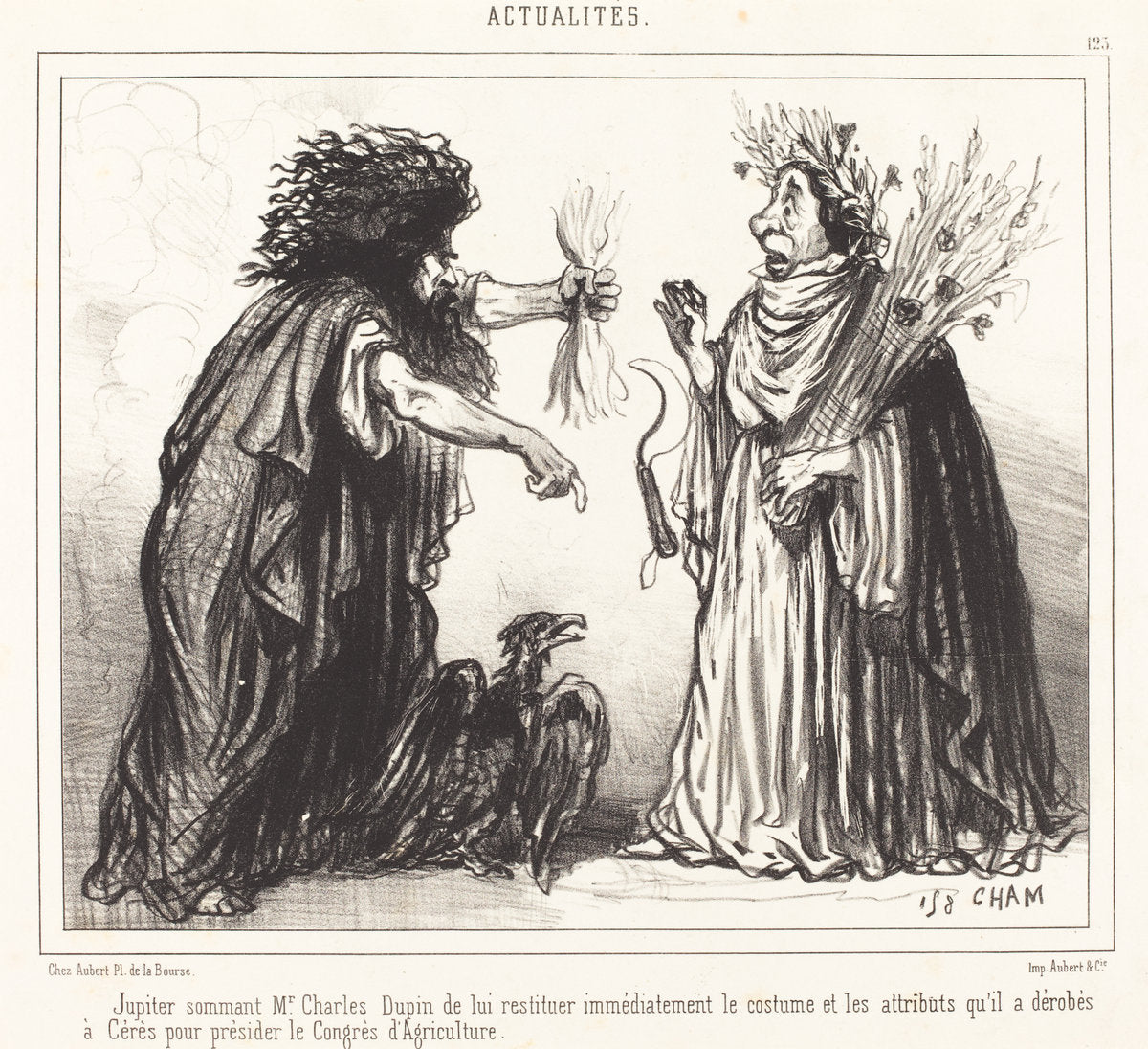 1858 by Amédée Charles Henri Cham (Jupiter sommant Mr. Charles Dupin), 16X12"(A3)Poster Print