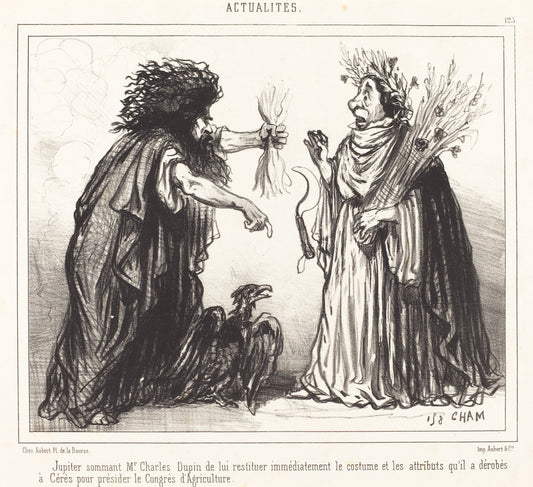 1858 by Amédée Charles Henri Cham (Jupiter sommant Mr. Charles Dupin), 16X12"(A3)Poster Print