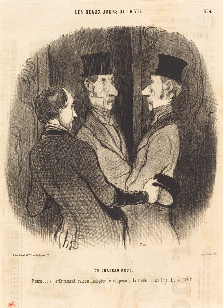 Un Chapeau neuf by Honoré Daumier (French, 1808 - 1879), 16X12"(A3)Poster Print